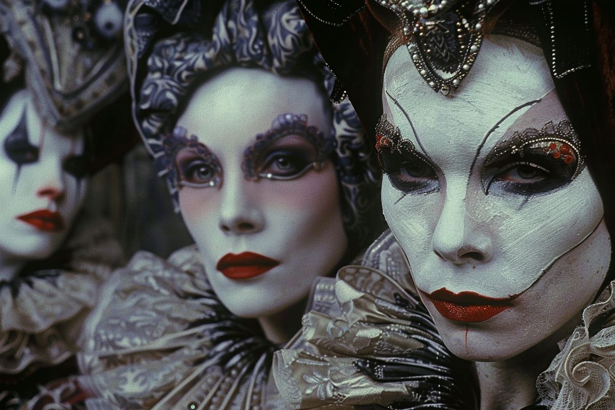 Distinct visual universe blending glamour and grotesque in the movie.