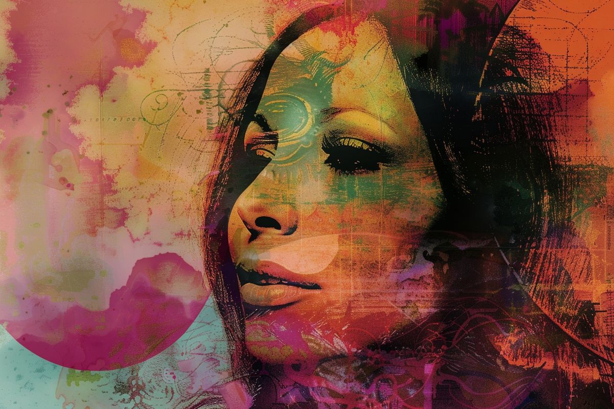 Poster featuring Barbra Streisand's most famous albums with artistic design.