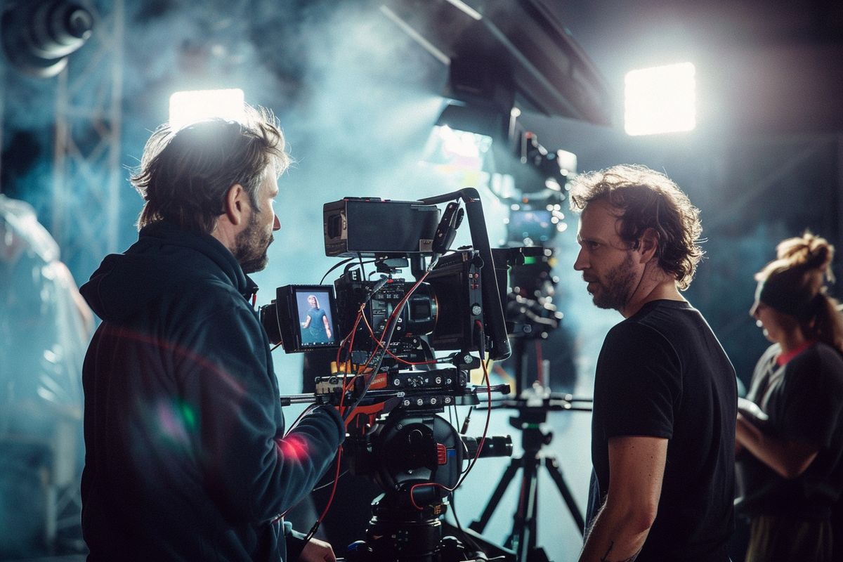Behindthescenes photos showing Denis Villeneuve discussing the adaptation process.