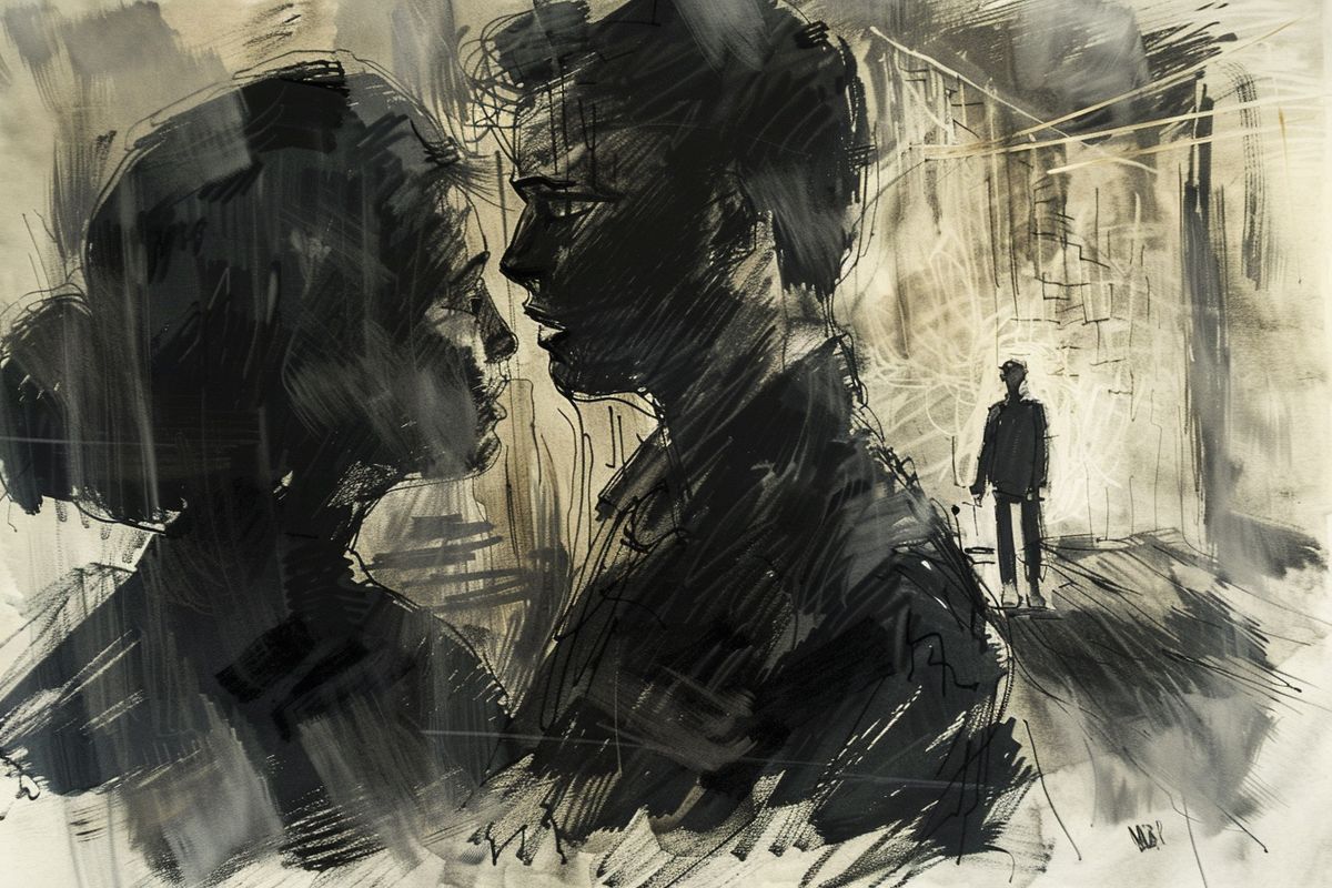 Emotional storyboard sequences depicting key moments in the film.
