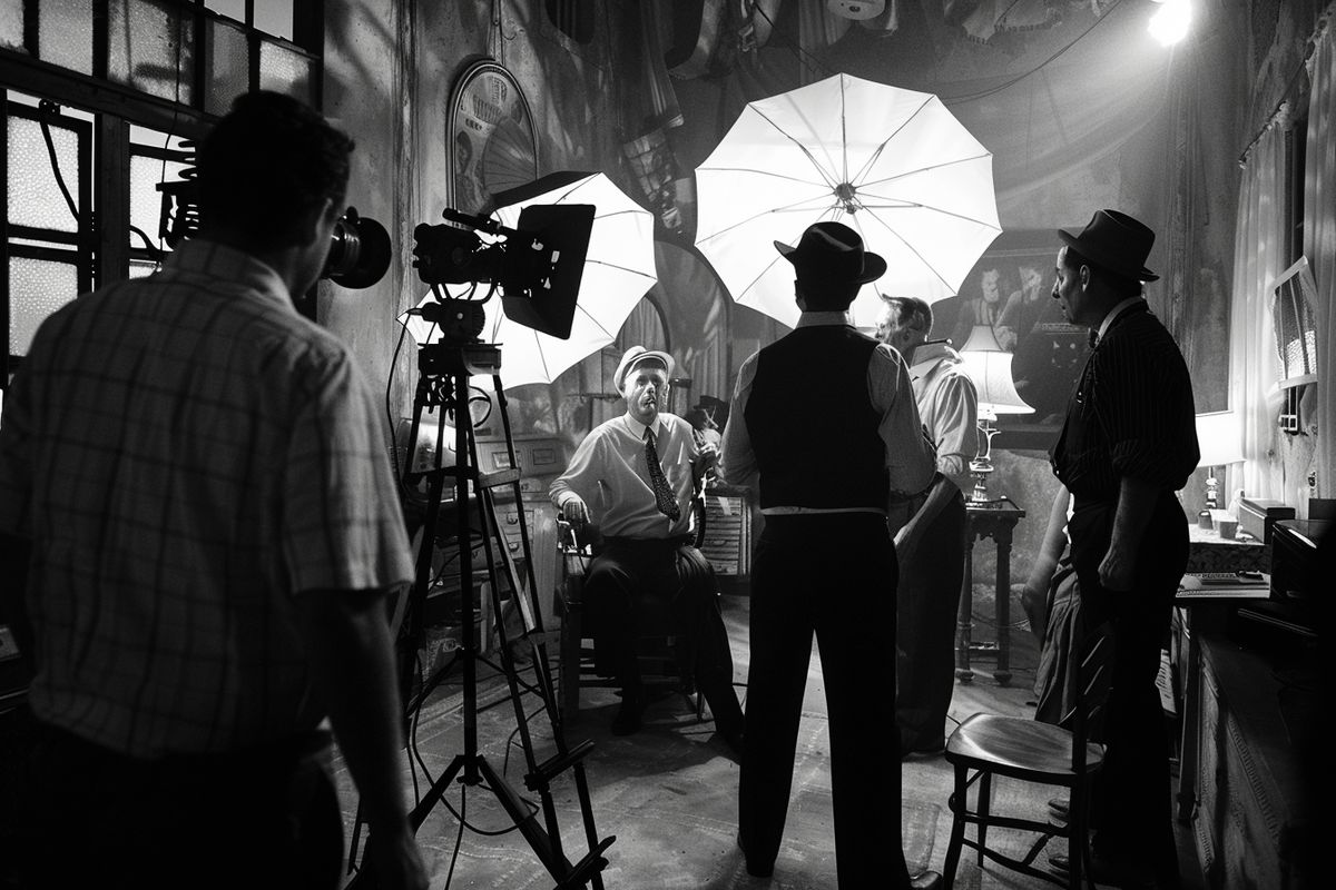 Behind the scenes shots of Sonnenfeld directing actors in complex scenes.