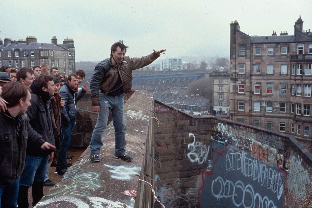 Danny Boyle directing a scene from Trainspotting in Edinburgh.