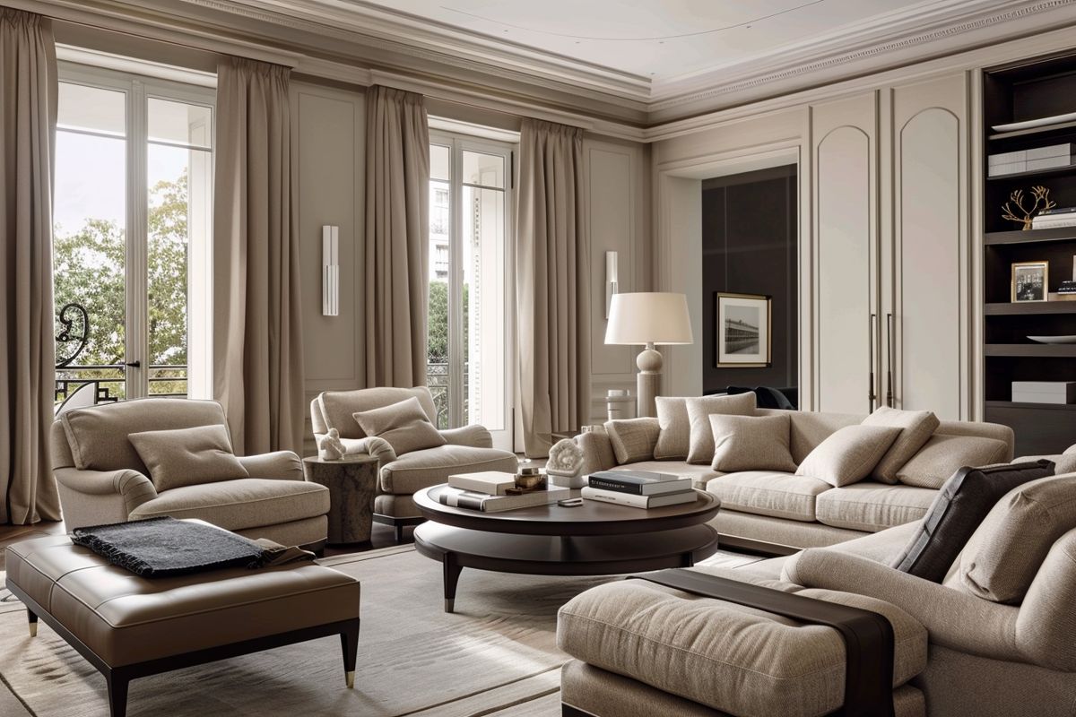 Stylish and sophisticated wardrobe of neutral colors emphasizing timeless elegance