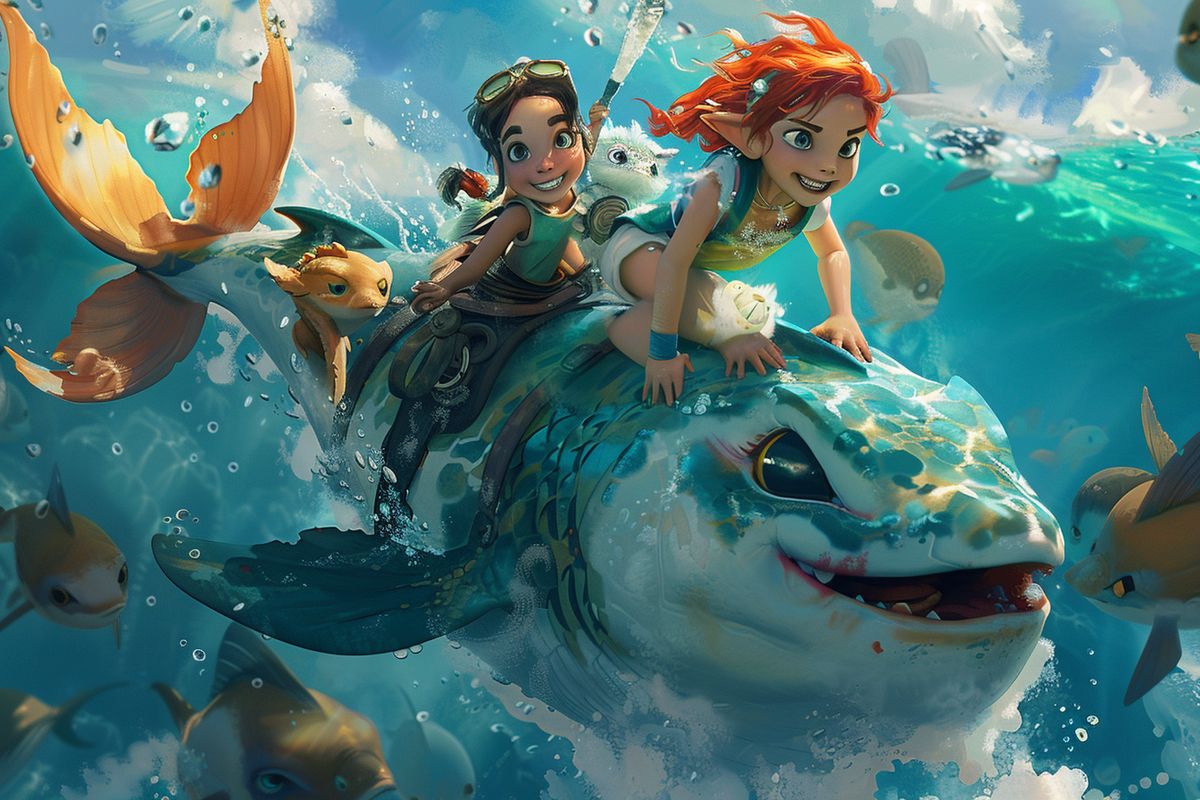 Ariel and her loyal friends embarking on a thrilling adventure together.