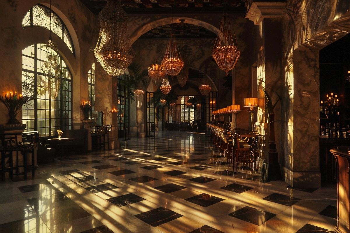 Shadows and lights creating a chic and enigmatic atmosphere in scenes.