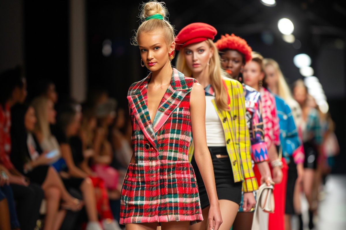 Fashion runway show inspired by Cher Horowitz's iconic style in Clueless.