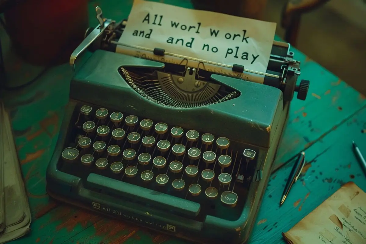 Overhead shot of a typewriter with