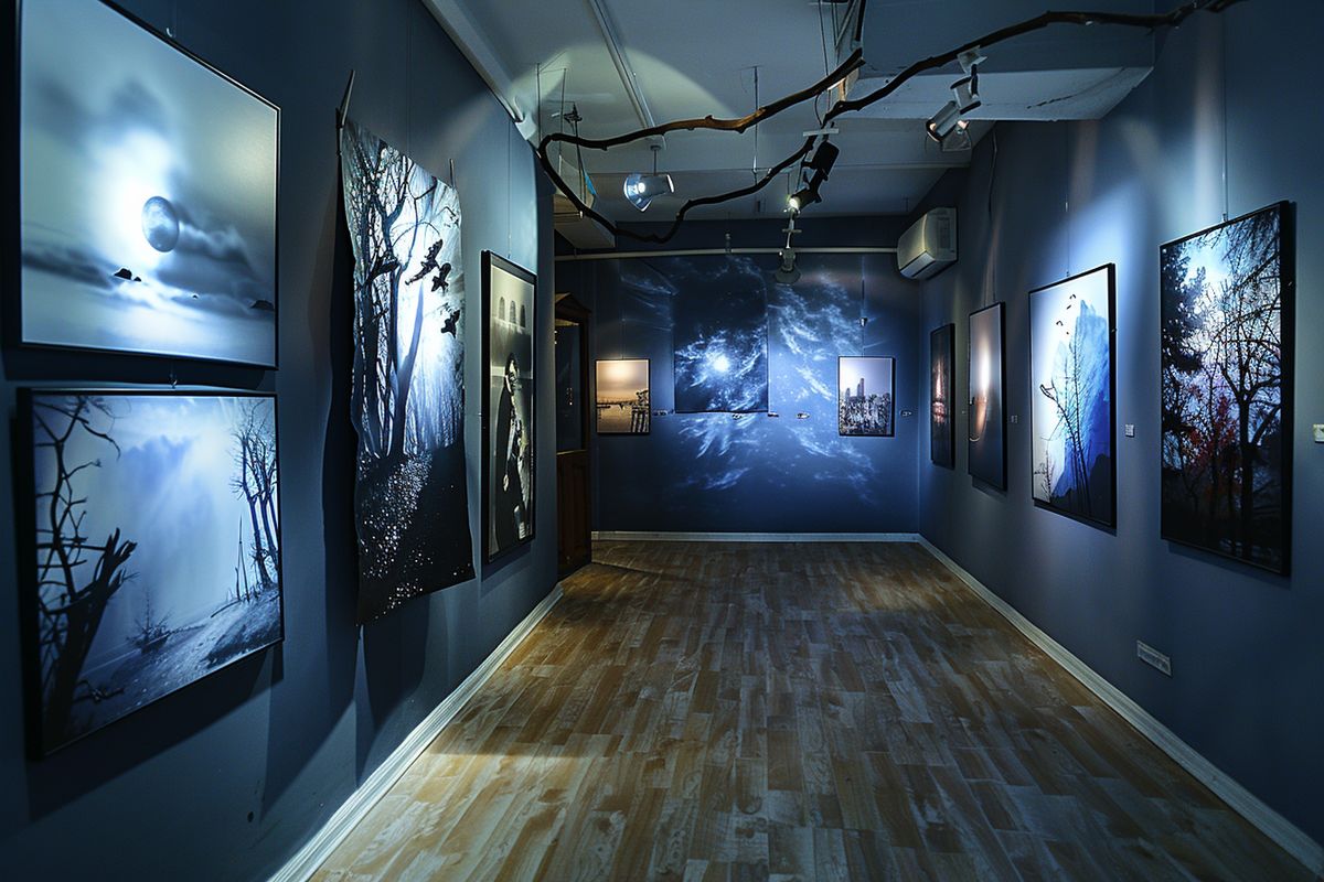 Art exhibition showcasing photographs inspired by the novel's narrative.