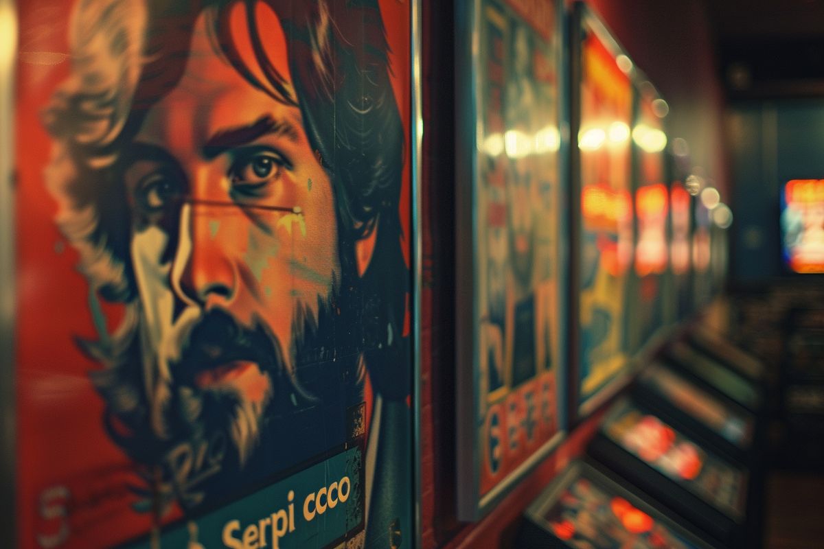 Closeup on a vintage movie poster of 