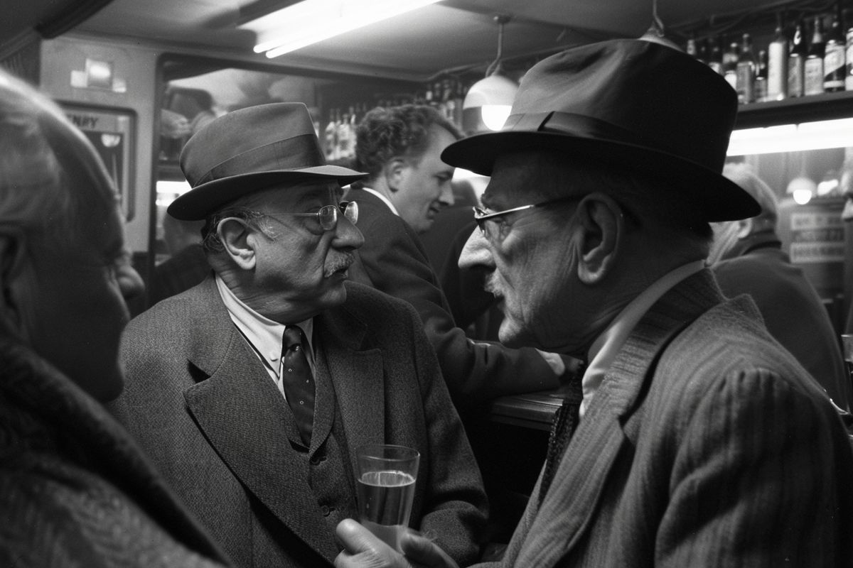 Relaxed discussion at a social gathering in New York City, tchattering freely.