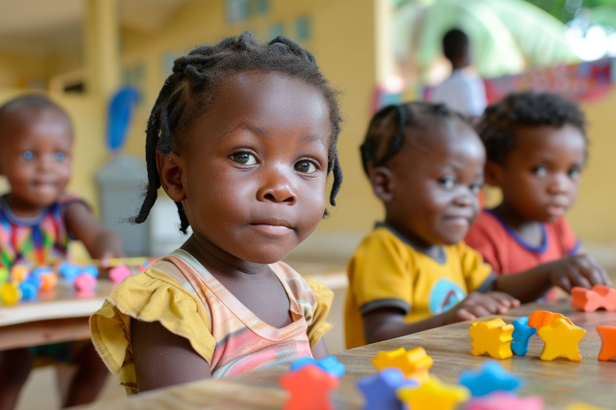 Young children engaged in learning activities with T'choupi and his friends.